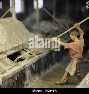Plant for the production of evaporated salt pans. Diorama. Deutches Museum. Munich. Germany. Stock Photo