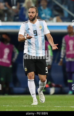 St Petersburg, Russia. 26th Jun, 2018. Gonzalo Higuain of Argentina during the 2018 FIFA World Cup Group D match between Nigeria and Argentina at Saint Petersburg Stadium on June 26th 2018 in Saint Petersburg, Russia. (Photo by Daniel Chesterton/phcimages.com) Credit: PHC Images/Alamy Live News Stock Photo
