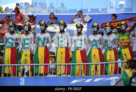 Samara, Russia. 28th June, 2018. Fans of Senegal are seen prior to the 2018 FIFA World Cup Group H match between Colombia and Senegal in Samara, Russia, June 28, 2018. Credit: Chen Cheng/Xinhua/Alamy Live News Stock Photo