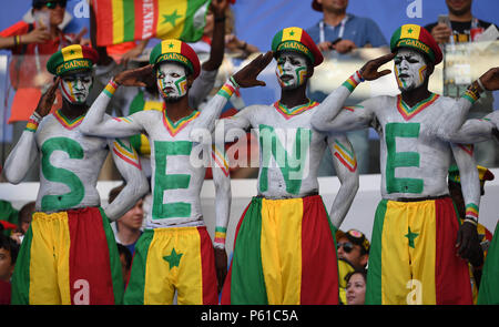 Samara, Russia. 28th June, 2018. Fans of Senegal are seen prior to the 2018 FIFA World Cup Group H match between Colombia and Senegal in Samara, Russia, June 28, 2018. Credit: Chen Cheng/Xinhua/Alamy Live News Stock Photo
