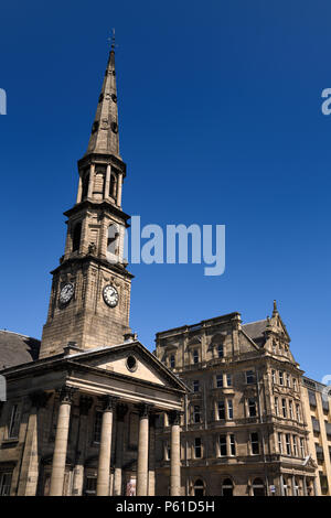Clock tower of St Andrew's and St George's Church of Scotland heritage building on George Street Edinburgh Scotland UK Stock Photo