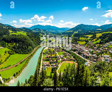 Aerial view of the Werfen village in Austria Stock Photo