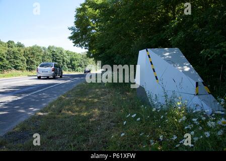 French radar speed camera: an example of the new breed of 'pop up' speed cameras used in France Stock Photo