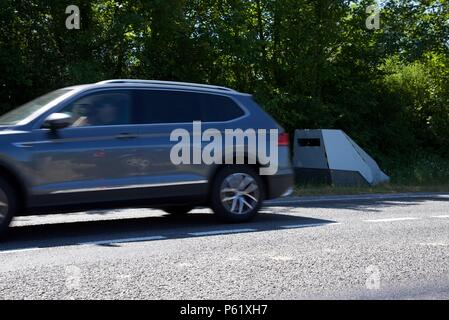 French radar speed camera: an example of the new breed of 'pop up' speed cameras used in France Stock Photo