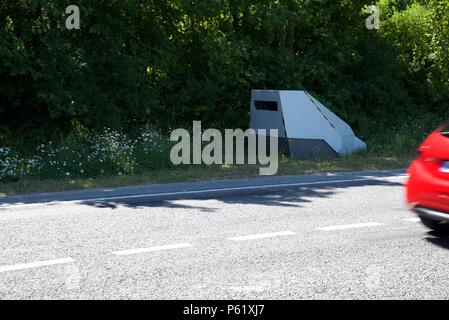 French radar speed camera: an example of the new breed of 'pop up' speed cameras used in France Stock Photo