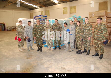 On April 7 and 8, 2016, the U.S. Mission to Greece and the U.S. Army's 409th Contracting Support Brigade (CSB) donated essential humanitarian supplies for migrants and refugees in Greece on behalf of the U.S. Government. Thousands of beds, sleeping bags, blankets, pillows, diapers and other necessities were provided to the Hellenic Republic First Reception Service for distribution at sites across Greece. The humanitarian assistance project began earlier this month, when Greek government officials identified the critical need for certain humanitarian items. U.S. Embassy officials then worked wi Stock Photo