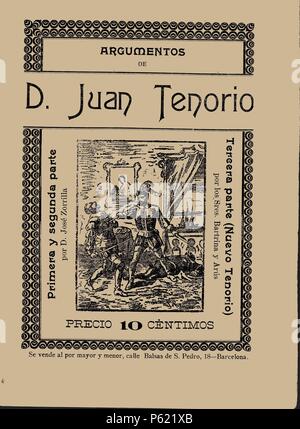 Don Juan Tenorio, drama de José Zorrilla. Literatura de cordel. Argumento publicado en Barcelona, 1905. Stock Photo