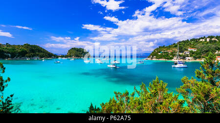 Beautiful Lakka beach,Paxos island,Greece. Stock Photo