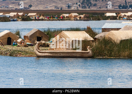 Floating village of Lake Titicaca, Peru Stock Photo