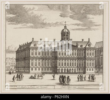 N/A. Nederlands: Beschrijving Stadt Huys van vooren Het Nieuwe Stadhuis. Rechts gedeelte van de Nieuwe Kerk. Links de Gasthuissteeg (later: Paleisstraat), gezien naar Nieuwezijds Voorburgwal. Techniek: ets. Documenttype prent Vervaardiger Stopendaal, Daniël Collectie Collectie Atlas Dreesmann Datering 1700 ca. Geografische naam Dam Nieuwezijds Voorburgwal Gebouw Paleis op de Dam Inventarissen http://archief.amsterdam/archief/10094 Afbeeldingsbestand 010094003196 . circa 1700. Daniel Stoopendaal (1672-1726) 410 Daniel Stoopendaal, Afb 010094003196 Stock Photo