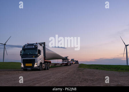 Windmill blade on truck Stock Photo