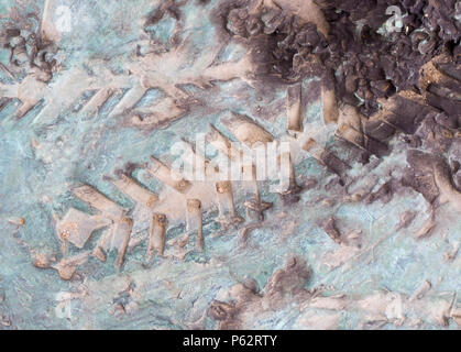 vintage bronze texture with prints. background. Stock Photo