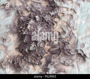 vintage bronze texture with prints. background. Stock Photo