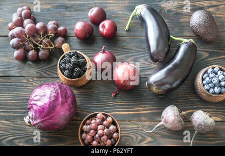 Purple fruits and vegetables Stock Photo