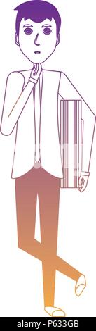 Cartoon businessman standing and thinking over white background, vector ...