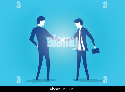 Two Business man shaking hands, vector art design Stock Vector