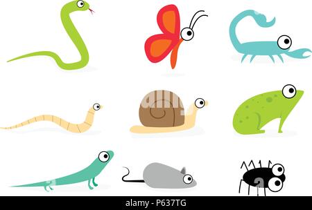 Set of side view animal in flat style, vector art design Stock Vector