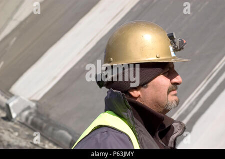 A managing engineer at the construction site. The Karahnjukar dam is the highest dam in Europe and the fourth highest in the world. There are over 1.5 Stock Photo