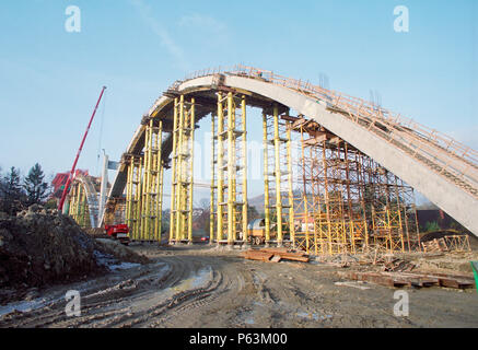 Three arch bridge crossing of a valley on southern Polish border Stock Photo