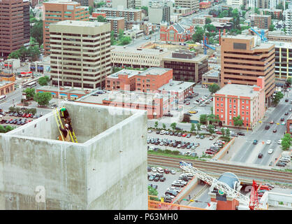 Finsihing the inside of a concrete core section of a high rise office Stock Photo