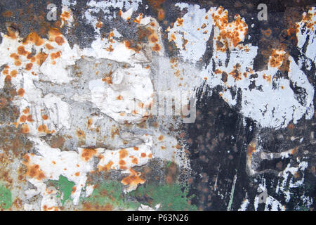 Old rust eroded painted metal iron texture background Stock Photo