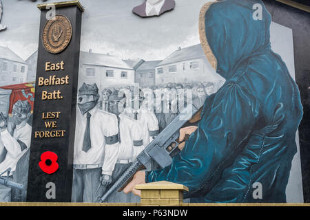 East Belfast UVF mural at Ballymacarrett Road Stock Photo