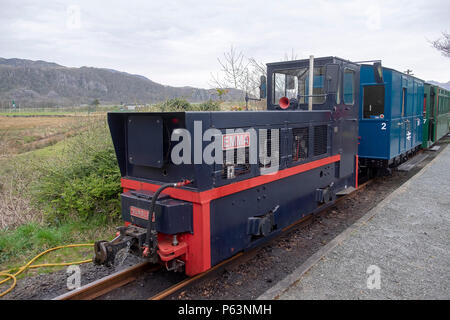 narrow gauge diesel engin on the welsh highland heritage railway Stock Photo
