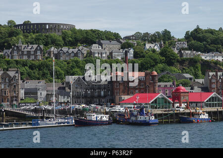 Oban waterfront on a beautiful sunny day - Argyll and Bute council area of Scotland Stock Photo