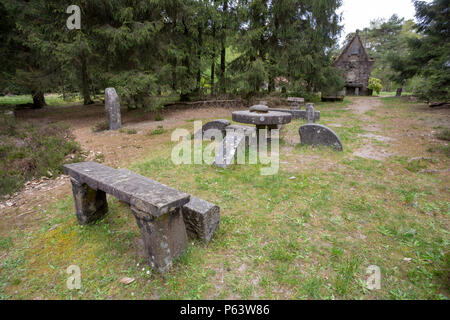 The cute and fairy tale like Chapel of Sainte Geneviève, Orne, Normandy, France. Stock Photo