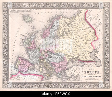 1864 Mitchell Map of Europe - Geographicus - Europe-mitchell-1864. Stock Photo