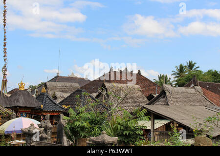 Around Penglipuran village, one iconic traditional neighborhood full of coconut leaves (janur). Taken in Bali, July 2018. Stock Photo