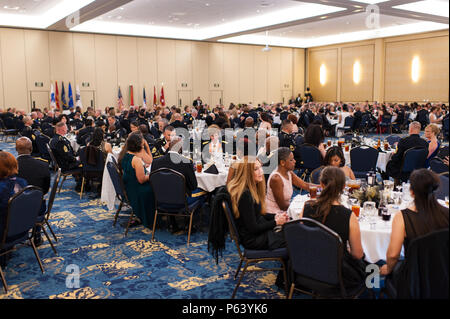 The U.S. Army Reserve concluded its 108th birthday celebration with a military ball, April 23, 2016, at the Iron Mike Conference Center at Fort Bragg, N.C. The Hon. Patrick J. Murphy, Acting Secretary of the Army, addressed U.S. Army Reserve soldiers, officers, and guests at the ball, saying the Army is “America’s varsity team” and needs to be ready at a moment’s notice. And the U.S. Army Reserve is an integral part of the team. When the President or these governors ask us to respond, we can’t say, ‘I’m sorry.’ We’ve got to be ready to go. We’ve got be ready to go tonight. That’s why readiness Stock Photo