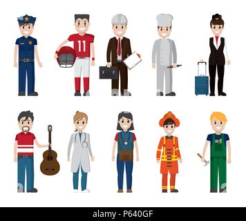 Set of workers avatar cartoons vector illustration graphic design Stock Vector