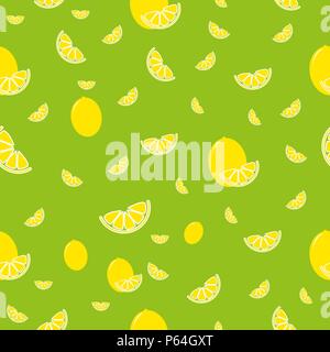 Pattern with colored lemon on green background, background from the cut lemons .EPS 10. Stock Vector