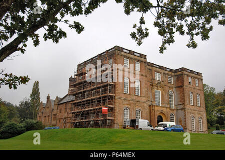 Halswell House near Bridgwater Somerset UK with scaffolding during its renovation Stock Photo