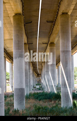 Concrete columns, Viaduct detail, Portugal Stock Photo