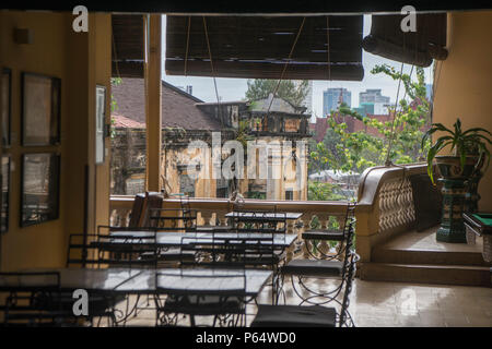 the restaurant of the FFC or Foreign Correspondents Club at the Tonle Sap River in the city of Phnom Penh of Cambodia.  Cambodia, Phnom Penh, November Stock Photo