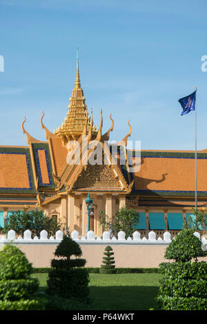 the Khemarin palace of the Royal Palace in the city of Phnom Penh of Cambodia.  Cambodia, Phnom Penh, November, 2017, Stock Photo