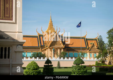 the Khemarin palace of the Royal Palace in the city of Phnom Penh of Cambodia.  Cambodia, Phnom Penh, November, 2017, Stock Photo