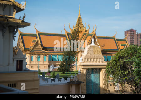 the Khemarin palace of the Royal Palace in the city of Phnom Penh of Cambodia.  Cambodia, Phnom Penh, November, 2017, Stock Photo