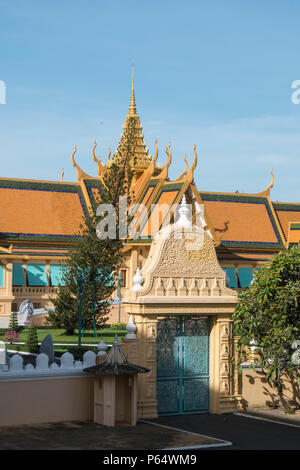 the Khemarin palace of the Royal Palace in the city of Phnom Penh of Cambodia.  Cambodia, Phnom Penh, November, 2017, Stock Photo