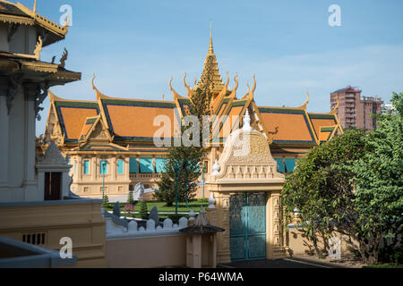 the Khemarin palace of the Royal Palace in the city of Phnom Penh of Cambodia.  Cambodia, Phnom Penh, November, 2017, Stock Photo