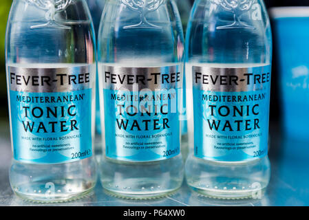 Bottles of Fever-Tree tonic water. Stock Photo