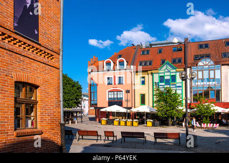 Olsztyn, Warmian-Masurian / Poland - 2018/06/16: Fish market square in historical quarter of Olsztyn old town Stock Photo