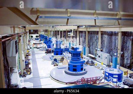 Interior of Manapouri underground Hydro Electric Power Station, New Zealand Stock Photo