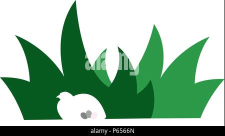 Bird with Eggs Hidden in Grass. Simple Vector Illustration. Stock Vector