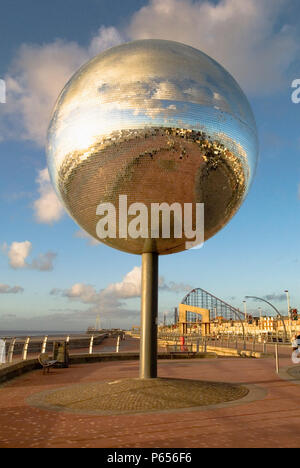 Sculpture Mirror Ball called ¥They Shoot Horses Dont They, Blackpool, England, UK Stock Photo