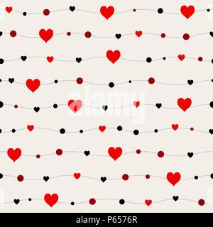 Seamless patterns with black hearts. Seamless background with hearts. Valentine's Day. Gift wrap, print, cloth, cute background for a card. Star sky. Stock Vector