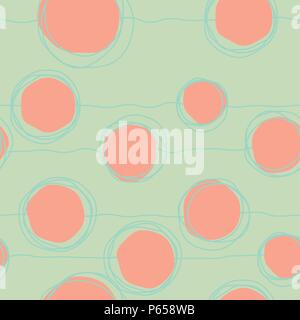 Vector sketch child round seamless green pattern Stock Vector