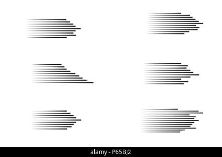 Set speed lines isolated set. Motion effect for your design. Black lines on white background. Vector Stock Vector